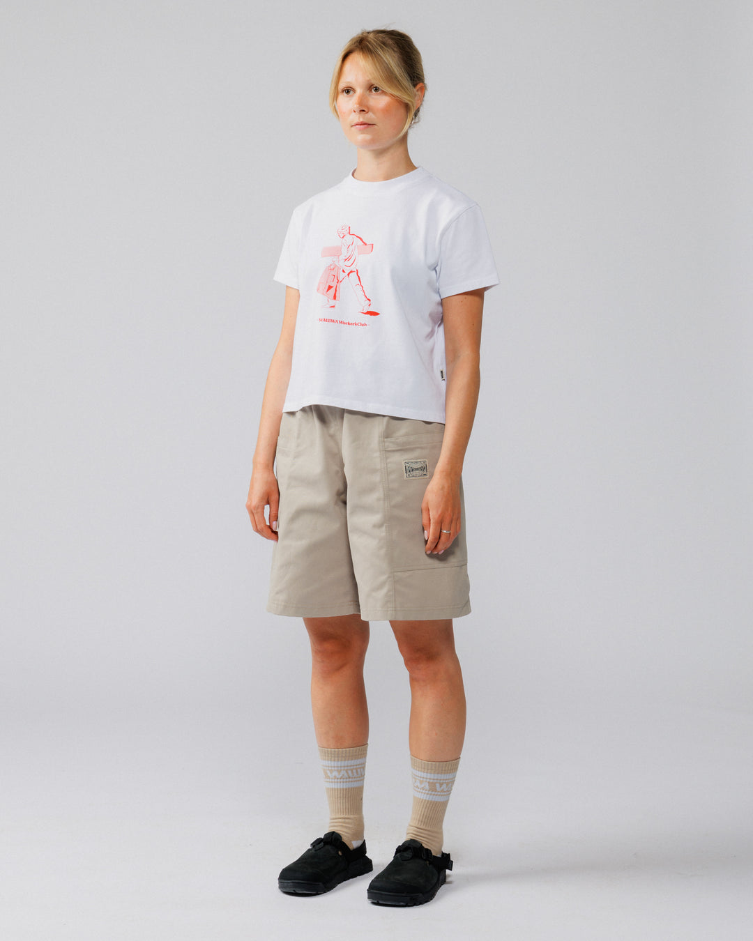 Cropped Workers Stride T-Shirt - White