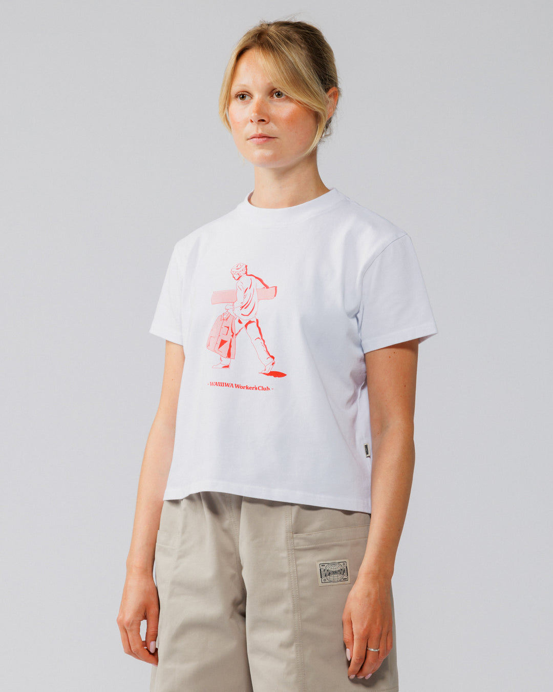 Cropped Workers Stride T-Shirt - White