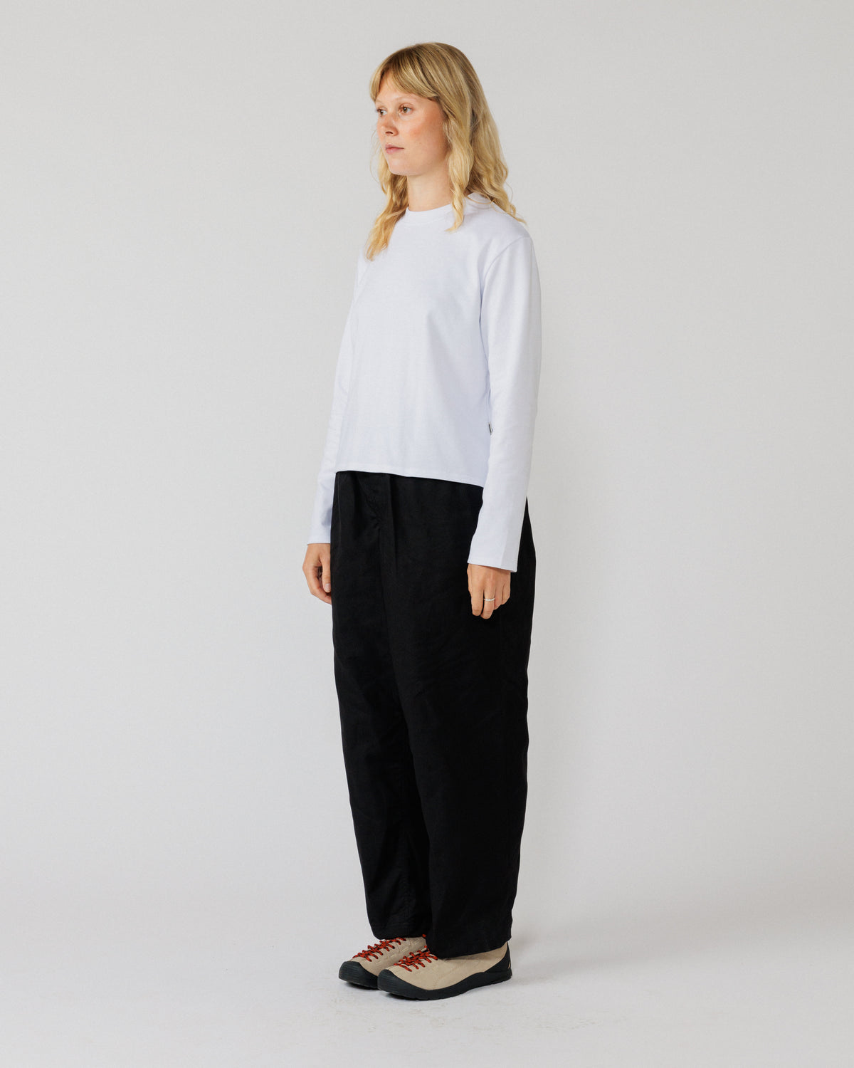 Water Resistant Zama Pants - Black — women's 3/4 angle full-body